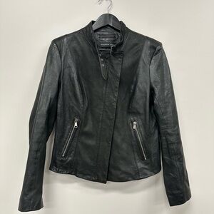 Andrew Marc Black Leather Moto Jacket